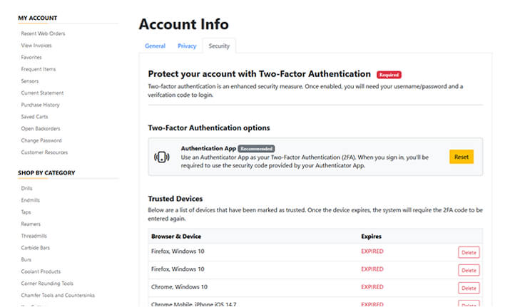 WebAlliance 2-Factor Authentication feature
