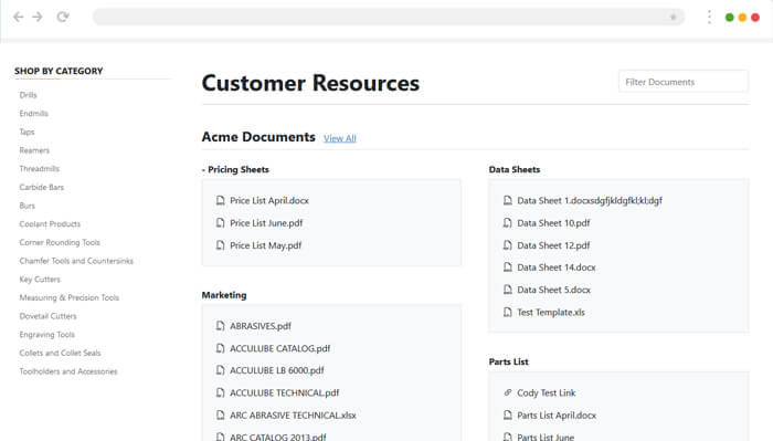 WebAlliance Customer Resources feature